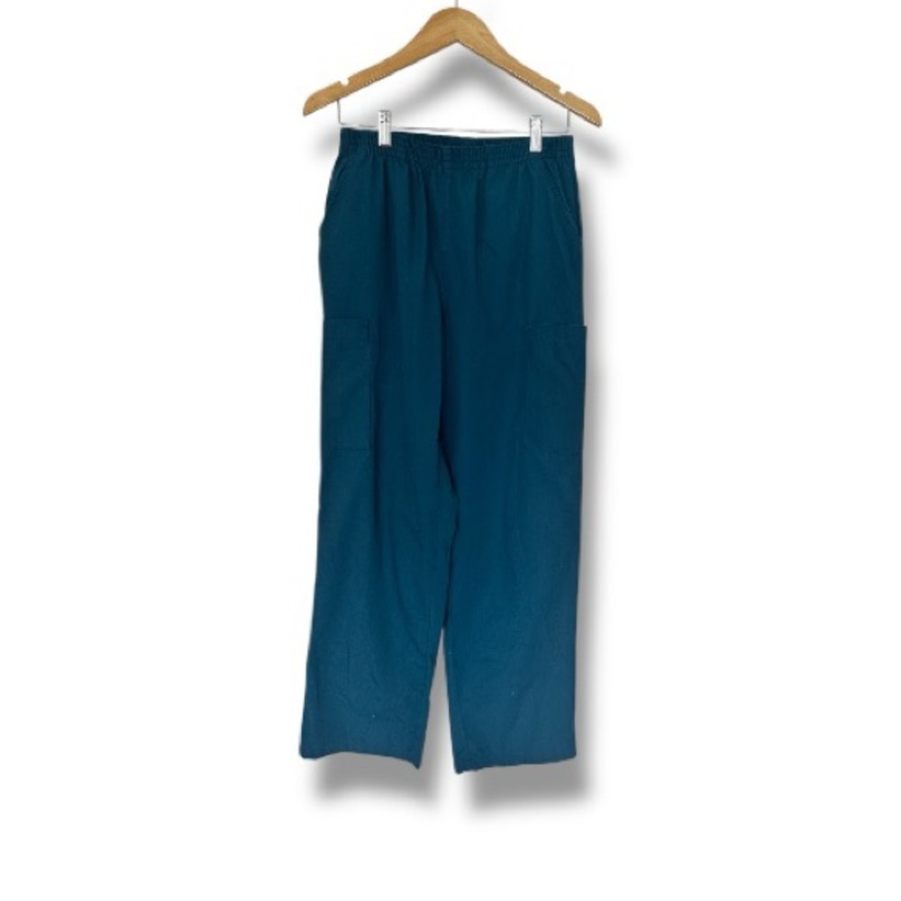 Dickies Vintage-Style Teal Work Pants Elastic Waist Petite Medium